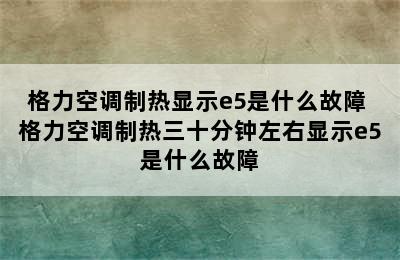 格力空调制热显示e5是什么故障 格力空调制热三十分钟左右显示e5是什么故障